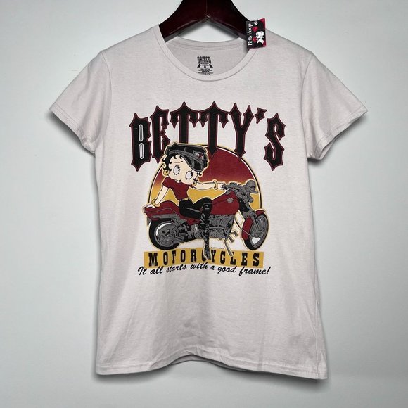 Brisco Brands Betty Boop Short Sleeve Tee Womens Med Betty's Motorcyles New - Picture 1 of 8
